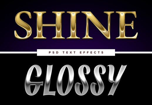 3D Gold and Silver Metallic Text Effect Set