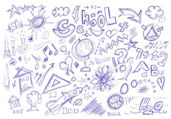 Set doodle school symbols isolated on white © dule964