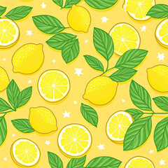Bright and Fresh: Seamless Summer Yellow Lemon Pattern Background