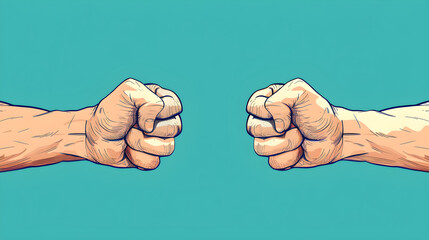 Dynamic fist bump symbolizing unity, success, and collaboration against a vibrant teal backdrop. Perfect for teamwork, friendship themes, and motivational content.