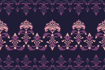 seamless, traditional ethnic, damask pattern, fabric pattern for textiles, rugs, wallpaper, clothing, sarong, batik, wrapping, embroidery, print, background, cover, illustration, vector.