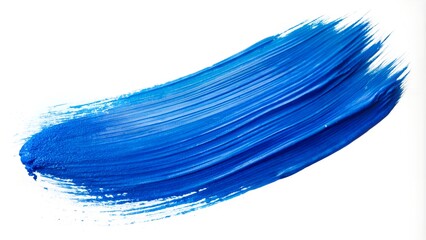 Blue acrylic paint stroke on white background