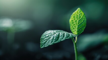 A top view of a healthy green plant leaf bathed in soft natural light, highlighting its vibrant color and intricate veins, symbolizing growth and vitality in nature.