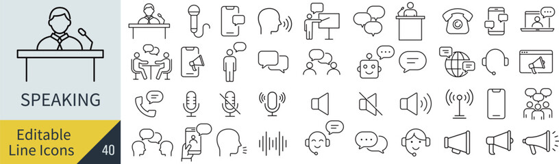 線の編集ができるスピーカーに関するアイコンセット（アウトライン化していない）