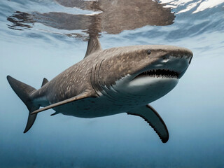 Fototapeta premium great white shark isolated background