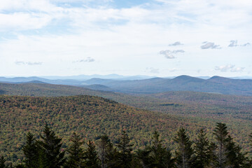 Views overlooking White Mountain National Forest during the beginning of Fall.