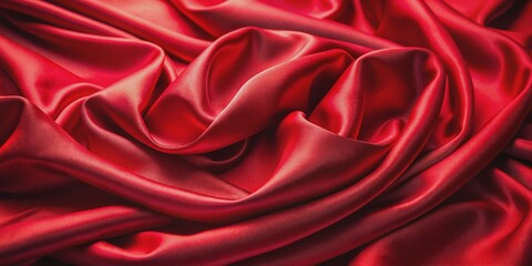 Obraz premium Luxurious red silk fabric folds elegantly, creating a sumptuous, smooth, and luminous texture, perfect as a sophisticated background for high-end product photography.