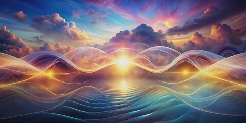 Ethereal surreal curves and shapes in calming color gradients evoke mental, emotional, and spiritual balance, manifesting as a dreamy, celestial, and abstract psychic waves visualization.