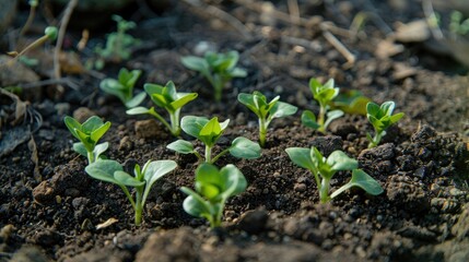 A group of fresh seedlings emerging from soil, showcasing the promise of new life.