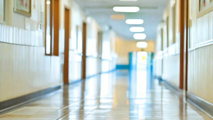 Blur image background of corridor in hospital or clinic image, 16:9, 300 dpi with copyspace