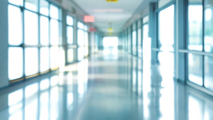 Fototapeta premium Blur image background of corridor in hospital or clinic image, 16:9, 300 dpi with copyspace