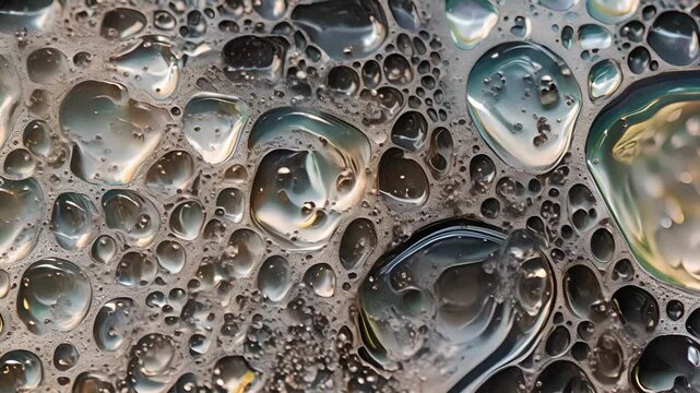 A macro view of a surface covered in large irregular bubbles creating a unique and eyecatching texture.
