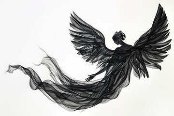 A simple yet elegant illustration of an angel's outline in monochrome