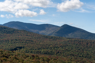 Views overlooking White Mountain National Forest during the beginning of Fall.