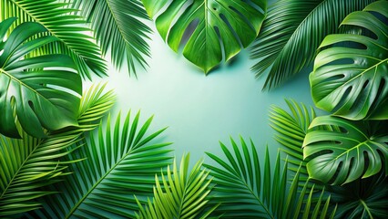 Beautiful tropical green leaves isolated on background, flora, foliage, nature, tropical, botanical, vibrant, lush, plant