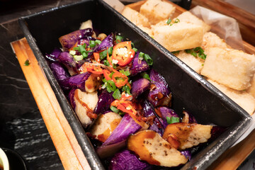 stir-fried eggplants and tofu