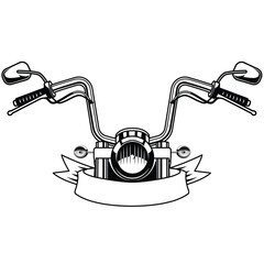 Motorcycle handlebars front view with blank banner illustration. Steering Bar Motorcycle	