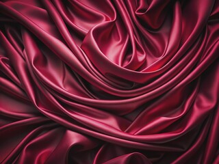 Luxurious deep burgundy red abstract background featuring folds of sumptuous silk satin velvet fabric, evoke elegance and sophistication in a rich jewel-toned setting.