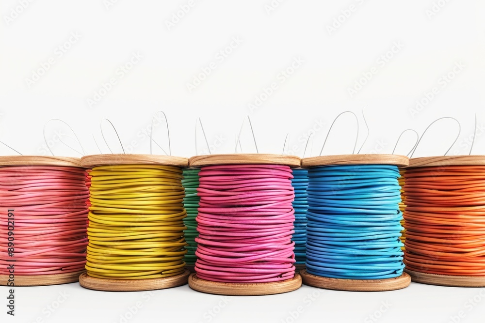 Poster a collection of colorful yarn threads of various lengths and textures