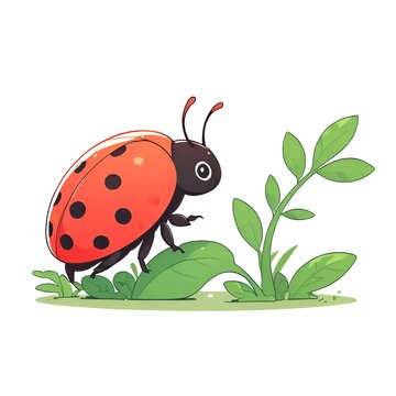 recommend clip art: A cartoon ladybug is walking on a leaf