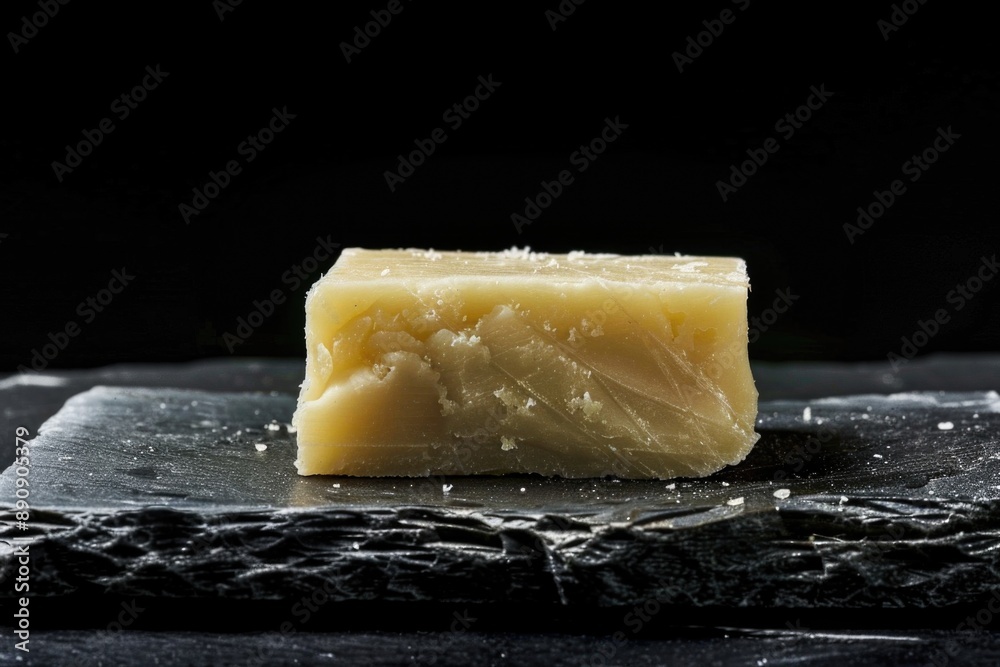 Poster A slice of cheese resting on a sheet of paper