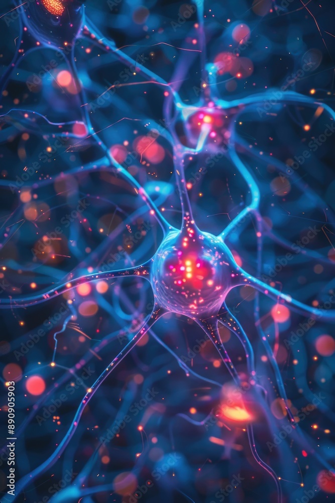 Poster close-up view of a group of neurons