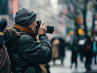 A photographer participating in photo walks or meetups, sharing experiences and building community