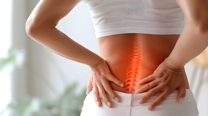Woman with a painful back, Lower Back Pain Through Awareness and Effective Treatment Strategies for Enhanced Health and Well-Being