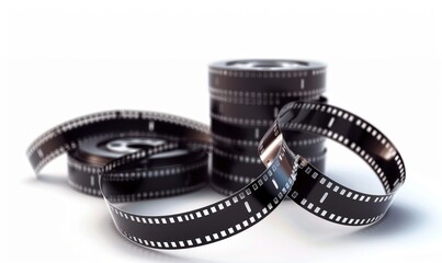 Obraz premium Filmstrip Unfurling: A Cinematic Still Life