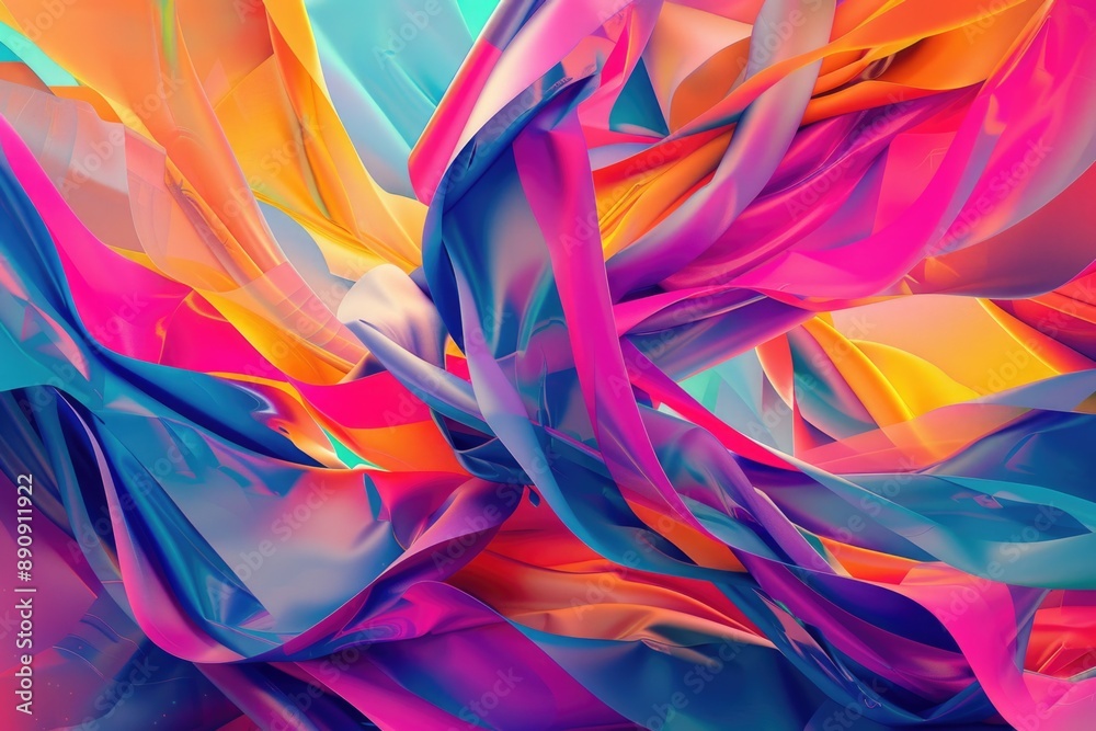 Poster a detailed view of a vibrant and imaginative abstract artwork with bold colors and textures