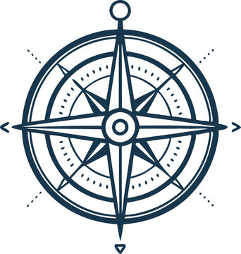 recommend clip art: Vector image of a compass rose design in navy blue, symbolizing navigation and direction. Ideal for nautical themes, travel, and exploration concepts.
