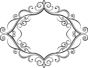 Elegant vintage ornamental frame with intricate swirls and flourishes on a white background, perfect for invitations, decor, and design projects.