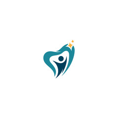 Healthy people teeth care logo in flat vector design style