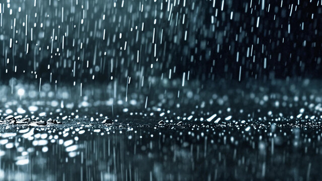 Heavy rain falling on the street, 16:9, 300 dpi with copyspace