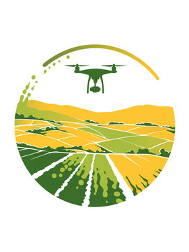 drone flying over yellow green fields clip art preview