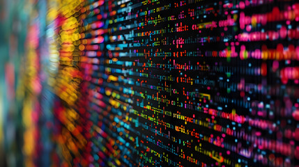 Obraz premium a computer screen filled with colorful lines of code