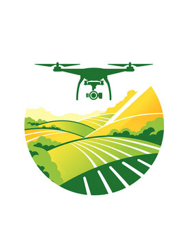 green drone over yellow fields clip art preview