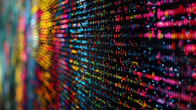 a computer screen filled with colorful lines of code