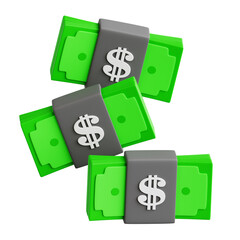 Three green dollar bills are stacked on top of each other