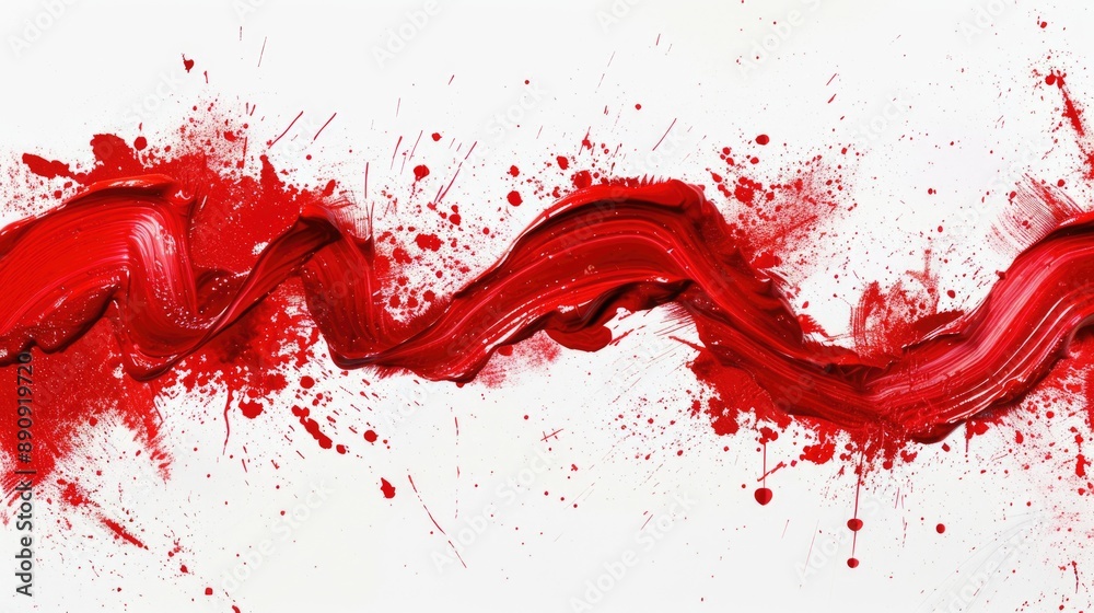 Poster A close-up view of red paint splattered on a white surface, great for use in design and art projects