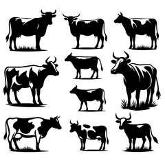 cow set vector illustration isolated