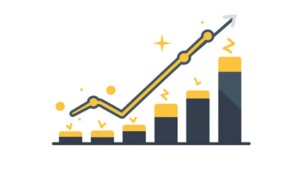 simple flat color vector art of an graph going up