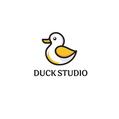 Simple line duck logo vector design