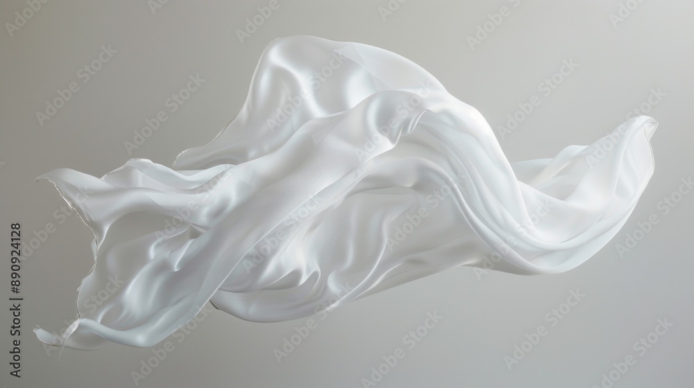 Aufkleber a close-up view of a white cloth floating in mid-air, with gentle movement and soft focus