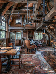 Fototapeta premium rustic living room, rustic living space, interior design