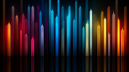 Colorful Lines Vertical Bars on Black Background, Abstract Image, Texture, Pattern Background, Wallpaper, Smartphone Cover and Screen, Cell Phone, Computer, Laptop, 9:16 and 16:9 Format