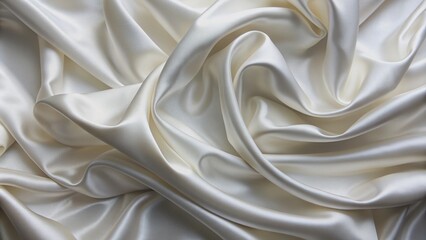 Obraz premium Elegant close-up of smooth, luxurious white silk fabric, showcasing its silky texture and fluid drapery, ideal for backgrounds or design concepts in fashion or lifestyle.