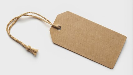 Blank price tag tied with string isolated on white background, blank, price tag, string, isolated, white background, empty