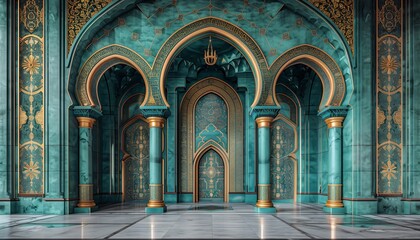 Obraz premium green ramadan background