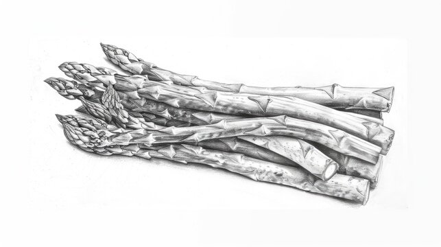 A close-up view of asparagus on a white surface, perfect for culinary or wellness related content